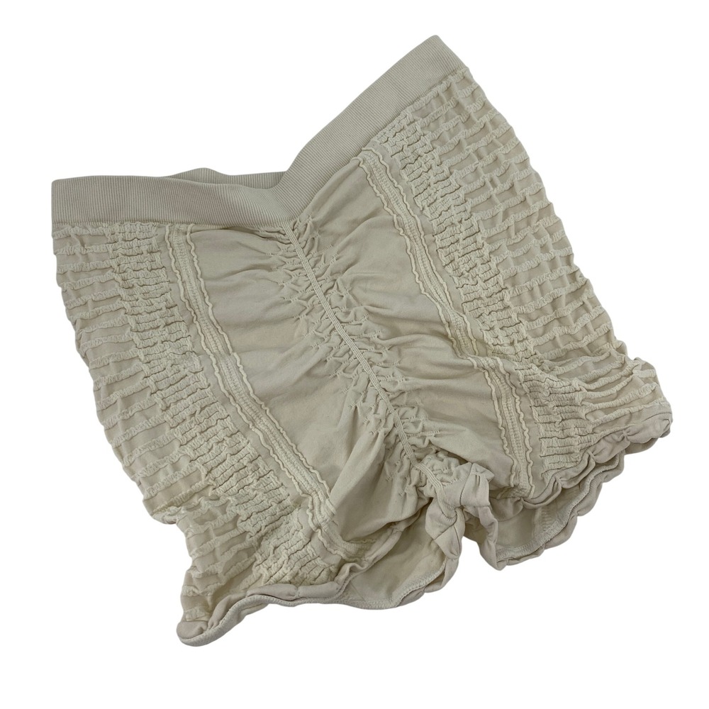 Free People Intimately Ruched Shorts Womens XS/S Ivory Smocked High Rise